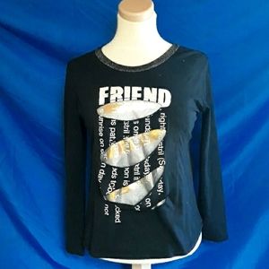 Friend Ripped Torn Black Long Sleeve shirt